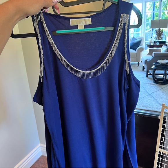 Michael Kors Dark Azurite  Sleeveless Tank Top with Silver Trim - Picture 5 of 8